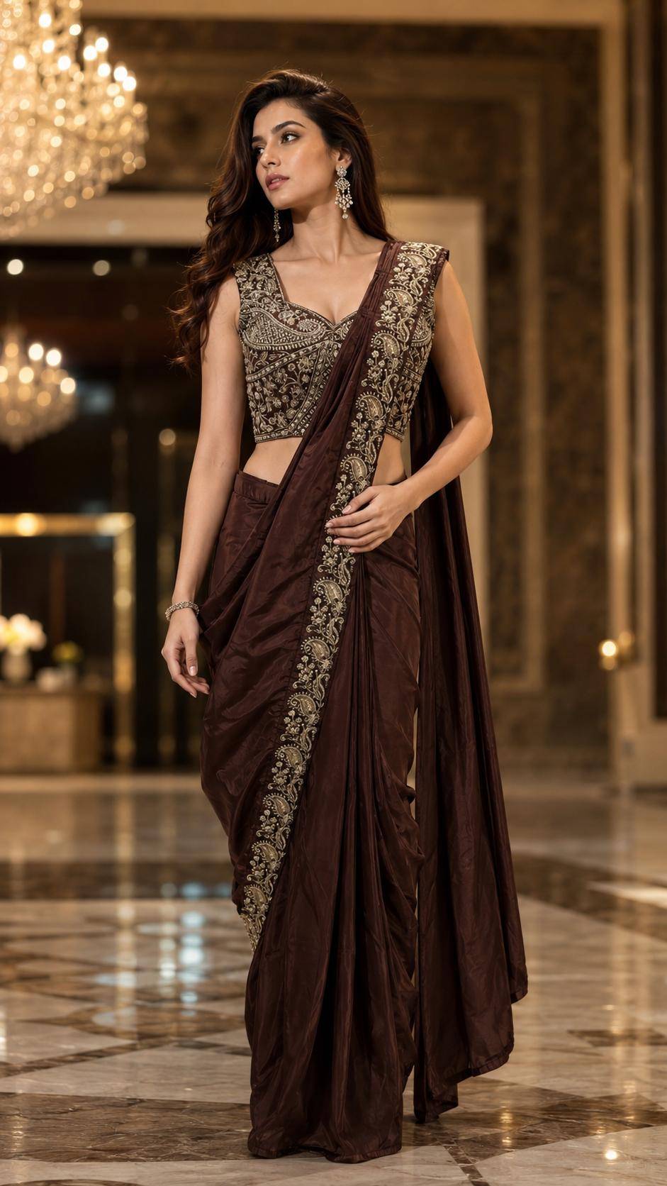 A536 By Amoha Trand 01 To 06 Series Indian Traditional Wear Collection Fancy Colorful Party Wear CHINNON Stitched Sarees At Wholesale Price